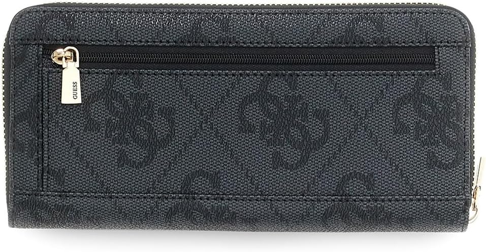 GUESS Purse Laurel II Large Zip Around Wallet Coal Logo Dark Grey