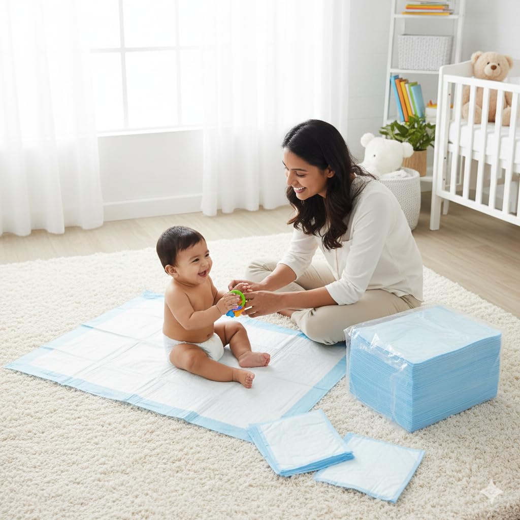 Zdolmy Disposable Baby Underpad Cum Changing Mats, 150 Count 80x100 CM Waterproof Pads for Baby, Breathable Underpads act as 100% Water Proof Bed Protector, Non Slip Backsheet, Hypoallergenic-image-47