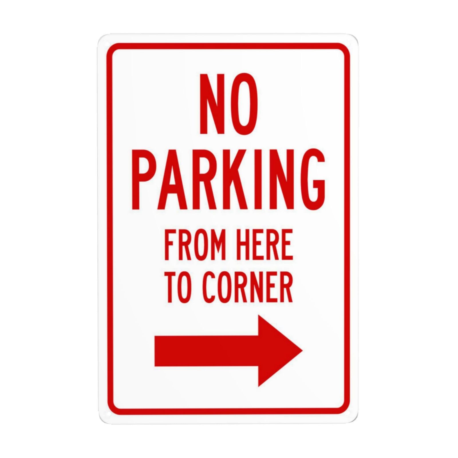 SMAZDFXX No Parking From Here To Corner With Right Arrow Metal Warning Signs, Cautions Security Tin Sign, Safety Posted Signs for Street Business Wall Decor 8"x12"