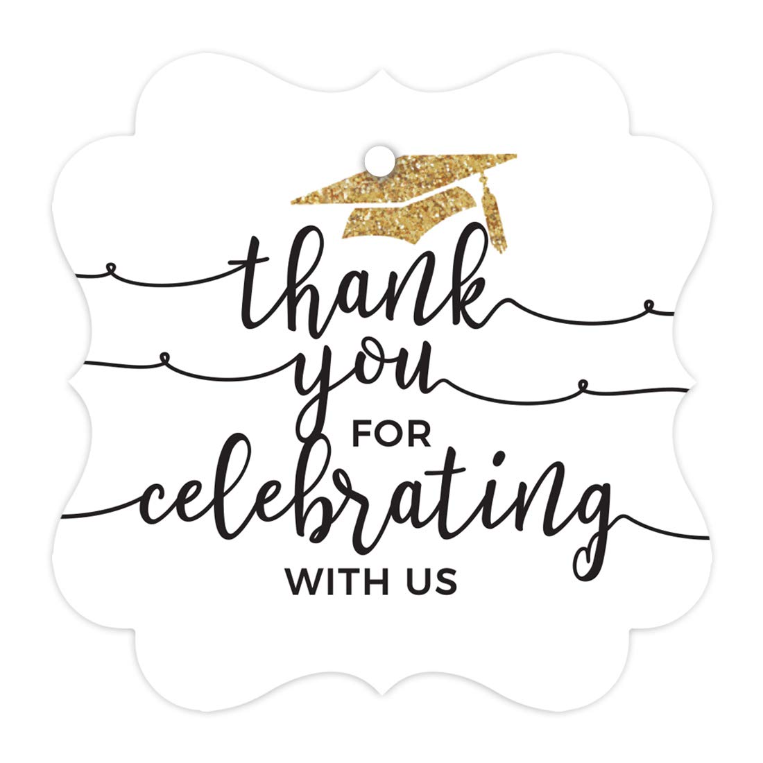 Photo 1 of Andaz Press White and Gold Glittering Graduation Fancy Frame Gift Tags, Thank You for Celebrating with US, 24-Pack Graduation Thank You Tags for Guest Grad Tag Class of 2026