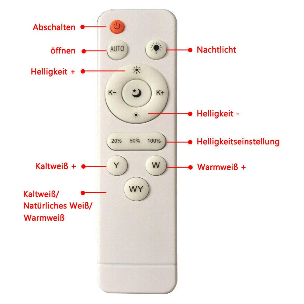 Aufun Lampada da soffitto a LED dimmerabile, 72 W, con telecomando, per soggiorno, camera da letto, cameretta dei bambini, cucina, ufficio, corridoio, bagno, interno, IP44, rettangolo