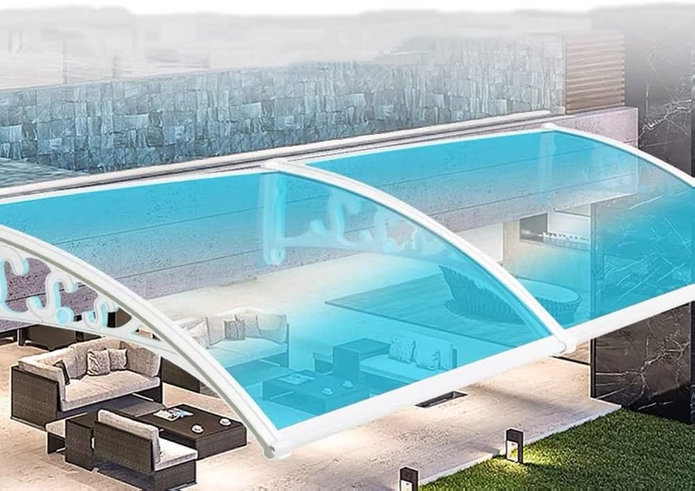 Tejadillo De Protección, Marquesinas Exterior para Puertas Y Ventanas Cubierta De Policarbonato UV Lluvia Nieve Luz Solar Protección (Color : Azul, Tamaño : 100x120cm)