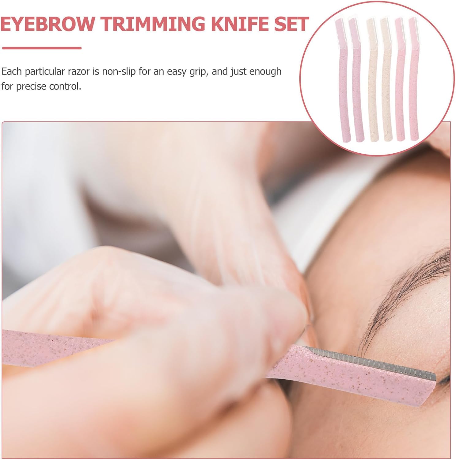 Eyebrow Razor Grooming Kit with Stainless Steel Blades 6 Piece | Eyebrows and Facial Hair, ABS Handle with Comfortable Grip, Lightweight Compact Design, Bathroom Use