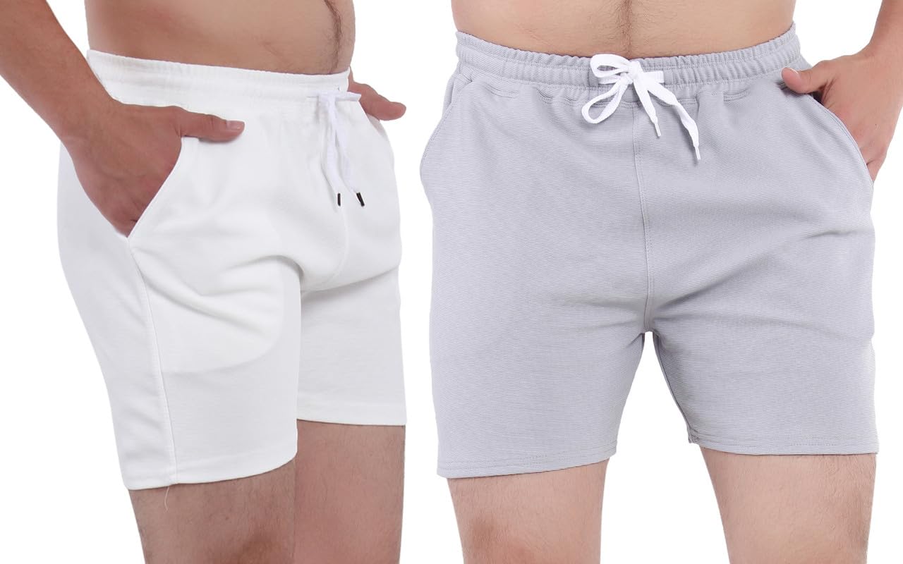 Men's Cotton Shorts Combo Lightweight Soft Fabric with Pockets Sports for Running Shorts Gym Shorts Half Pants Navy Blue and Rust (Pack of 2)-picture-15