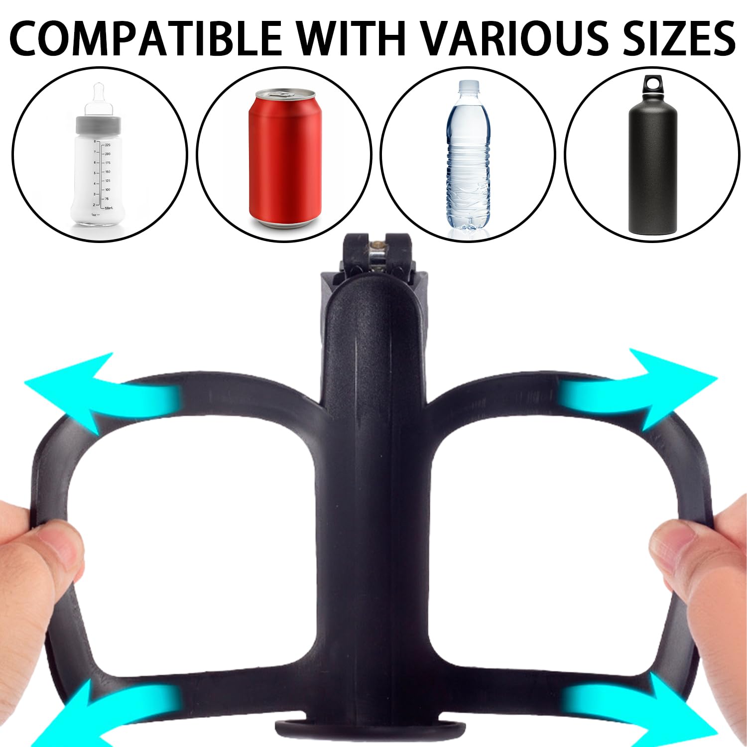 2 pezzi portabicchieri per passeggino, regolabile per sedia a rotelle, supporto universale per bevande, adatto per biciclette, passeggini e tapis roulant