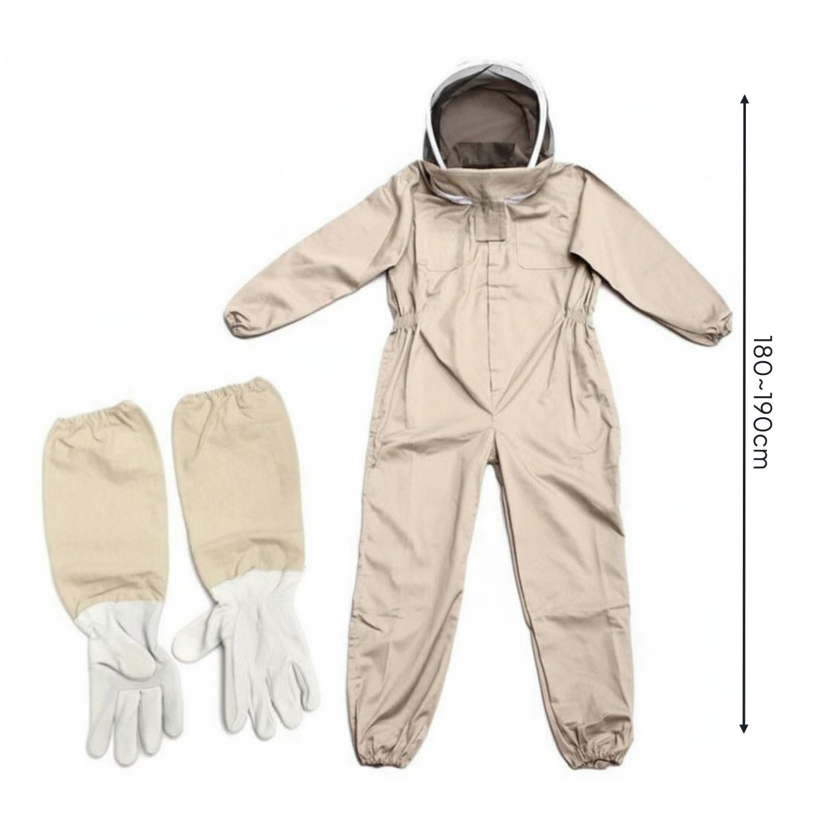 Traje de Apicultor Protector Mono Velo, Mono De Apicultura Con Capucha Y Guantes De Piel De Oveja, XXL 180-190 Cm