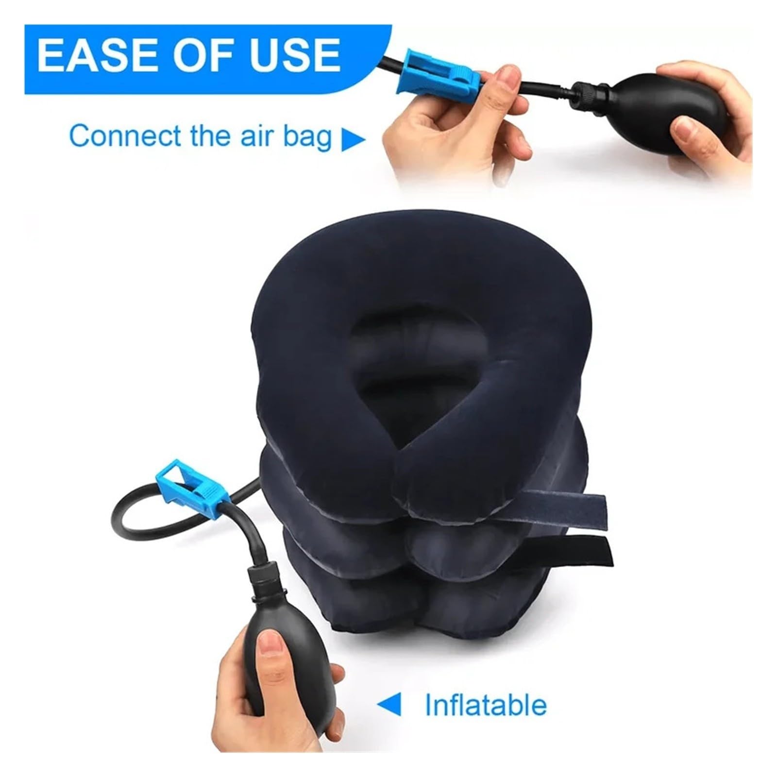 Adjustable Inflatable Neck Pillow For Travel Car Airplane