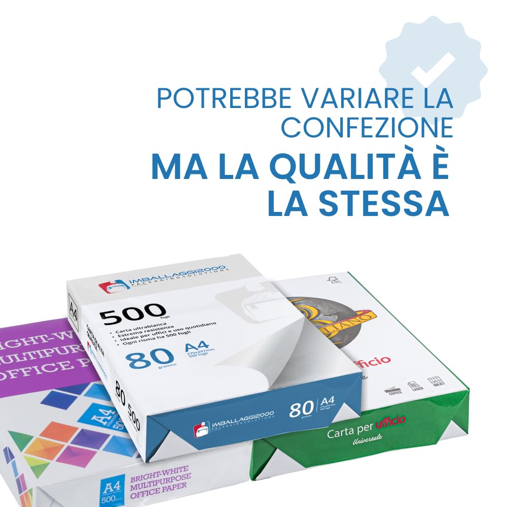 Risma Carta A4 80 gr/mq 500 Fogli Bianca IMBALLAGGI 2000