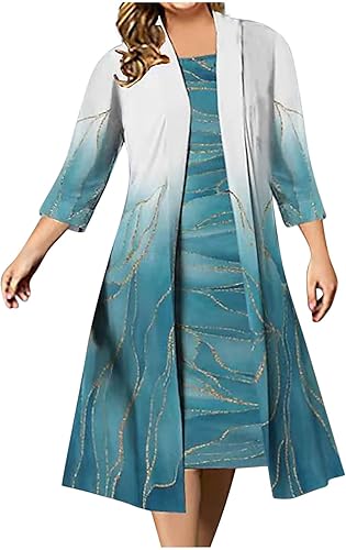 JEGULV Vestidos semiformales para mujer, vestido de gasa de dos piezas, estampado floral, vestidos de fiesta de cóctel, invitados de boda