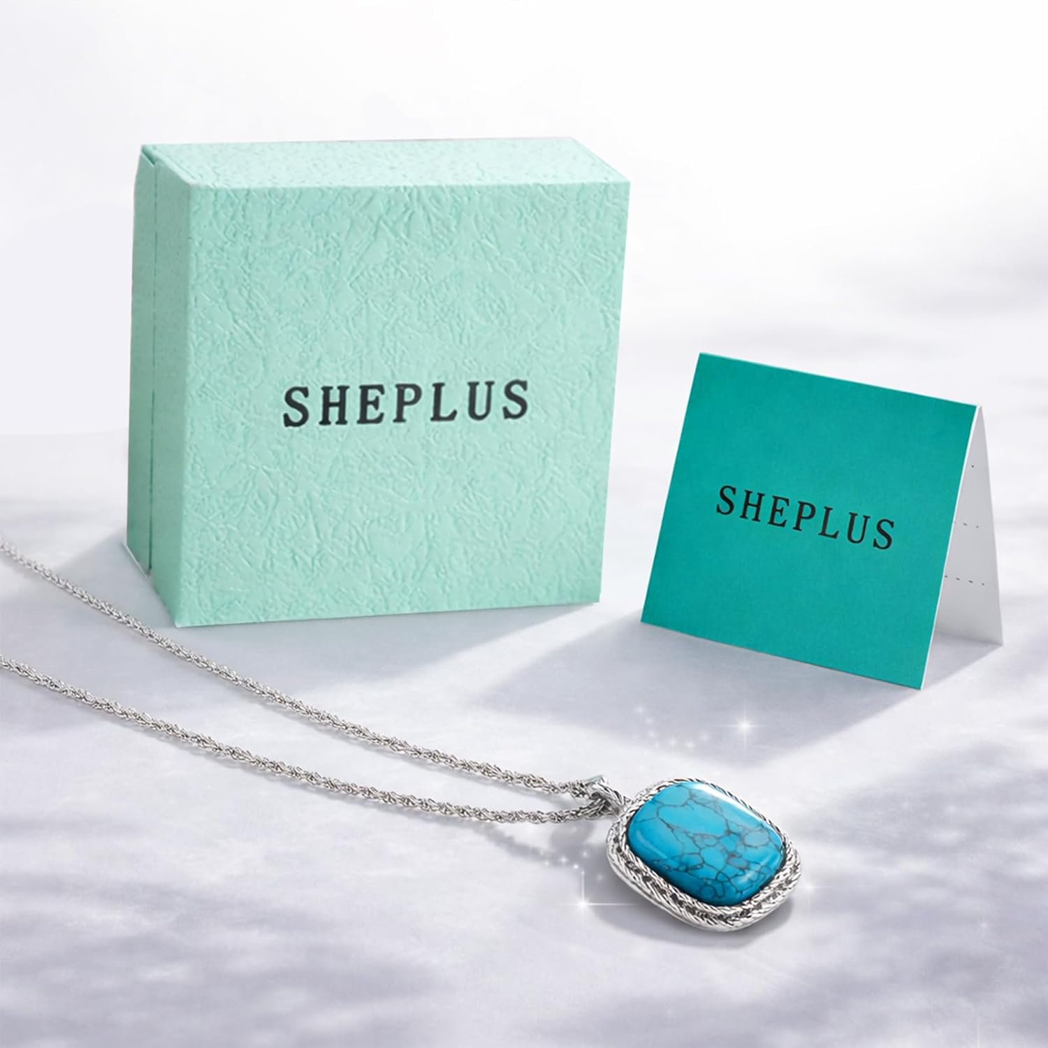 Sheplus Womens Birthday Gifts - Long Genuine Turquoise Chain Gold Necklace Handmade Real Western Jewelry for Valentine's Day - Image 6