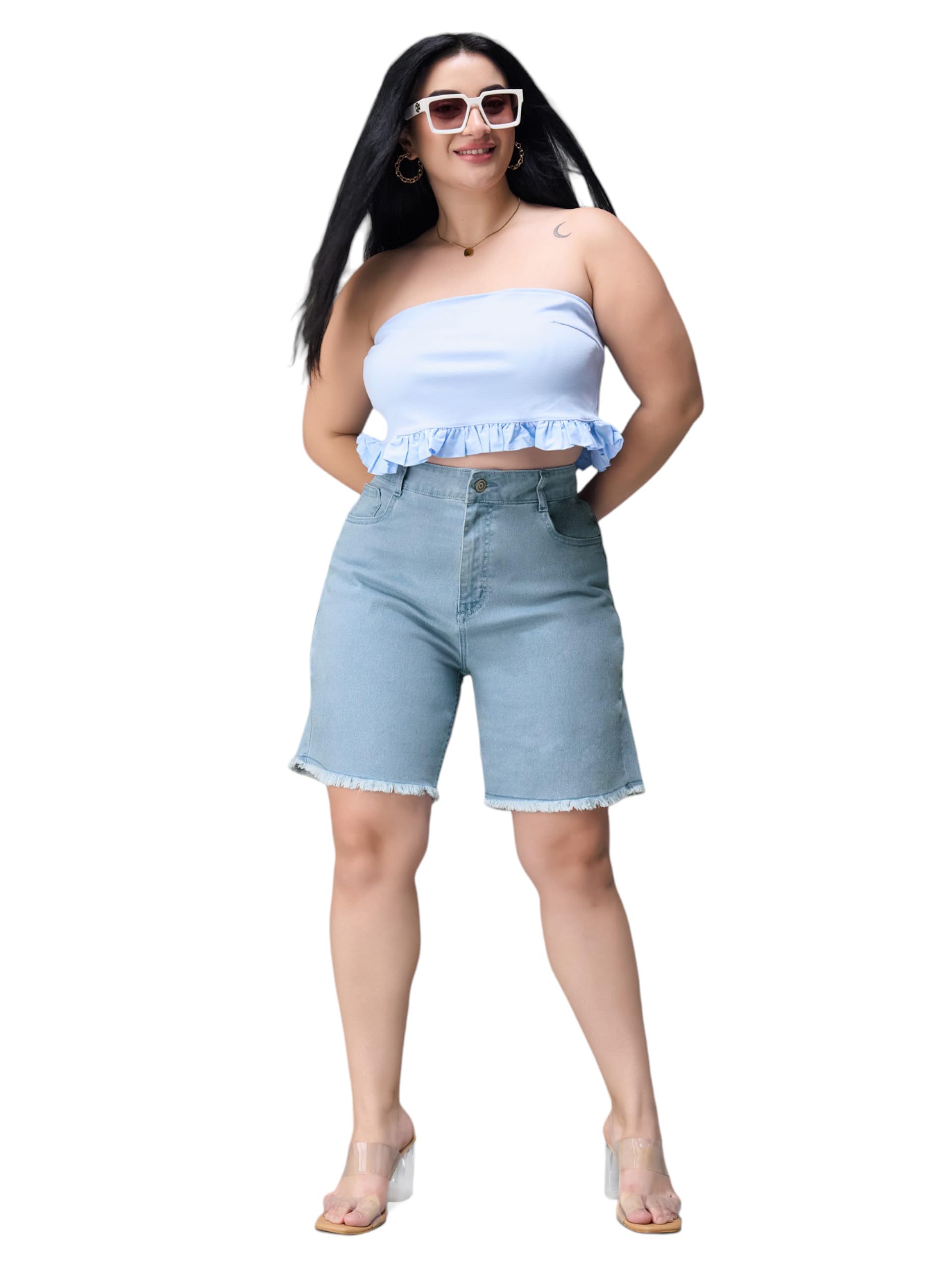 Women's Regular High Rise Regular Stretchable Denim Shorts