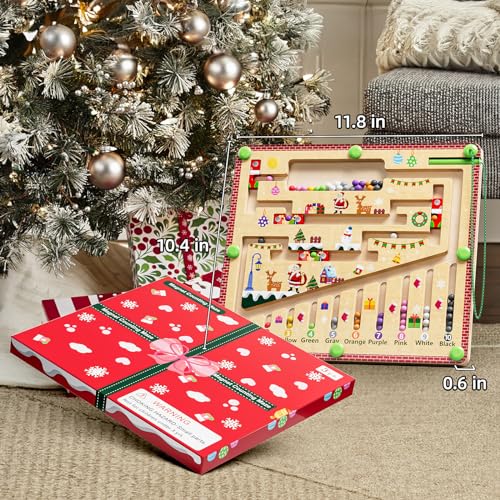 zhiwuzhu Magnetic Color and Number Maze, Montessori Toys for 3+ Year Old, Wooden Puzzle Activity Board, Learning Educational Toys for Toddlers and Kids Boys Girls Preschoolers 3 4 5 Years Old