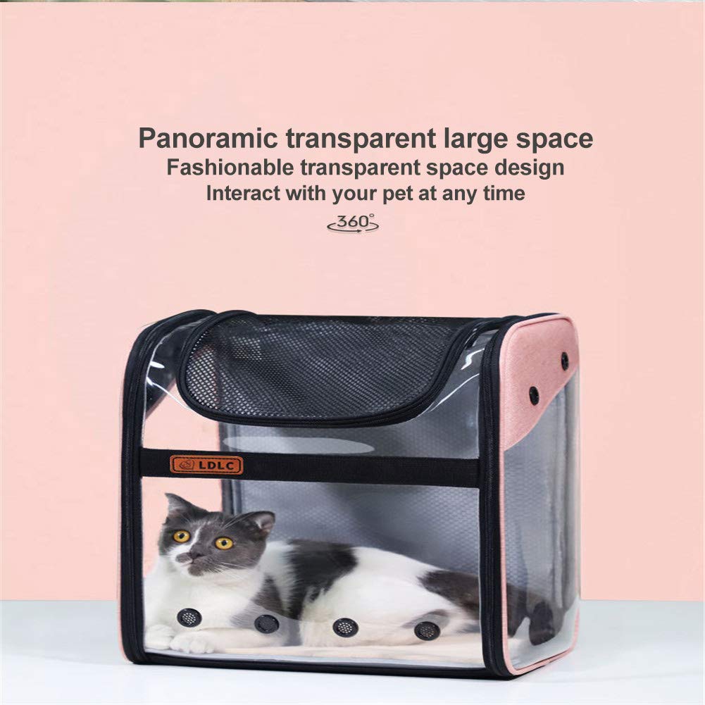 Mochila para Mascotas Portátil, Tela Oxford, Adecuada para Gatos Y Perros, Bolsa Visual Transparente Panorámica, Tamaño Plegable: 40 Cm X 34 Cm X 6 Cm (Azul Cielo Qs-049)