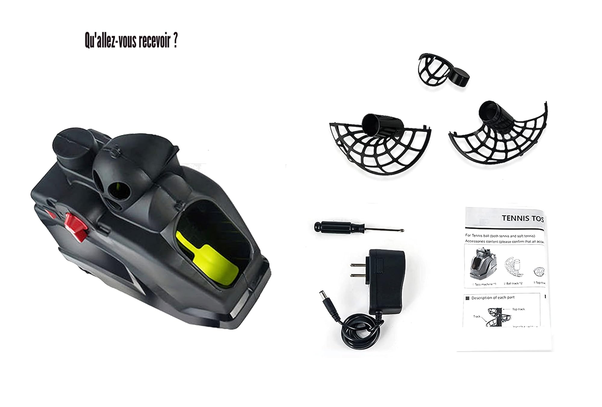 Lanceur De Balle Tennis(Peut contenir10 Balls) Machine à Tennis pour Débutants/Enfants/Entraîneur/Maison/Terrain/Garage/Bureau,AC et Batterie&Câble USB