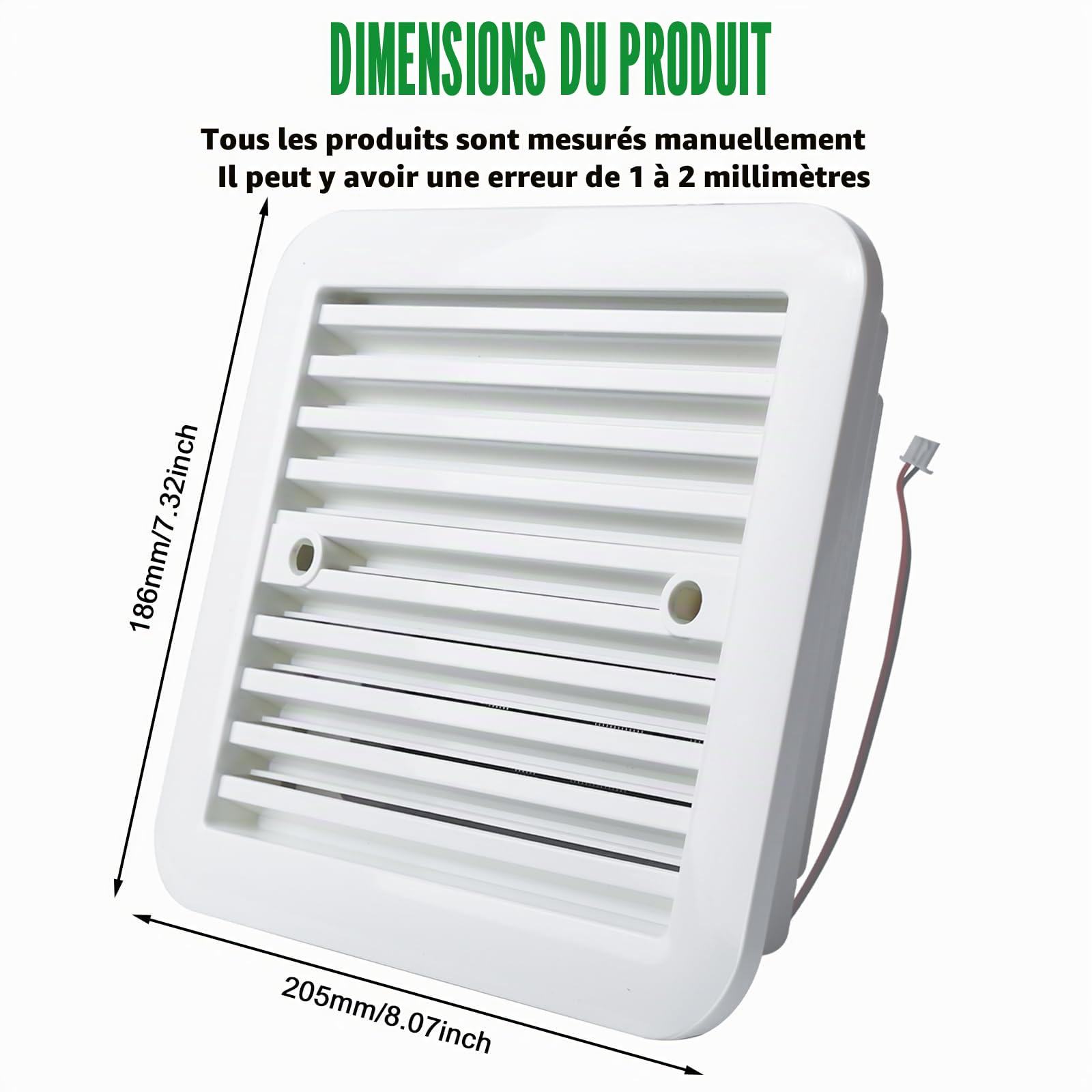 GBKDQQ Ventilateur d'extraction pour caravane, 12 V 2,4 W, ventilateur de toit, ventilateur latéral pour caravane, camping-car, remorque, blanc