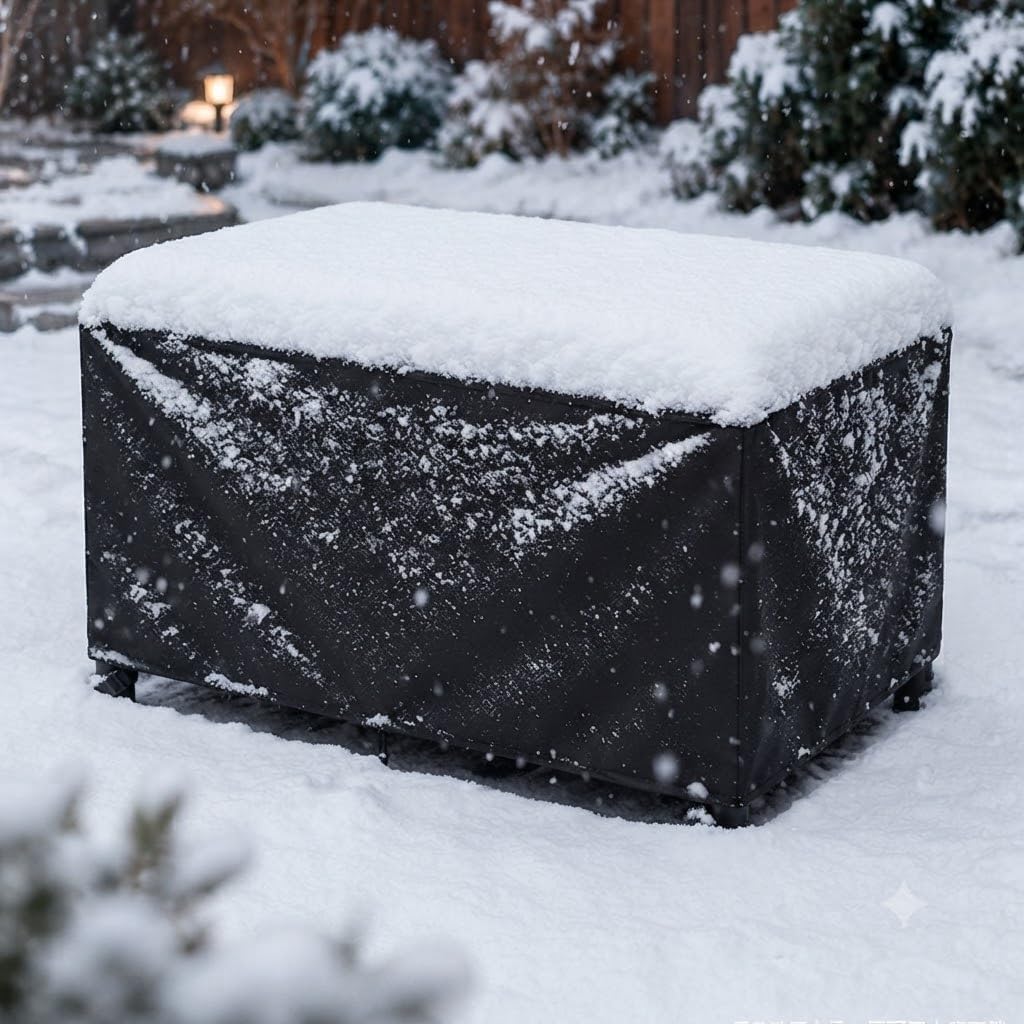 AJALGZ Heavy Duty Garden Furniture Cover 80x50x50cm - Waterproof 420D Oxford PU Coated Outdoor Table Cover, Anti-UV, Winterproof, Windproof Square Patio Furniture Set Protector, Black