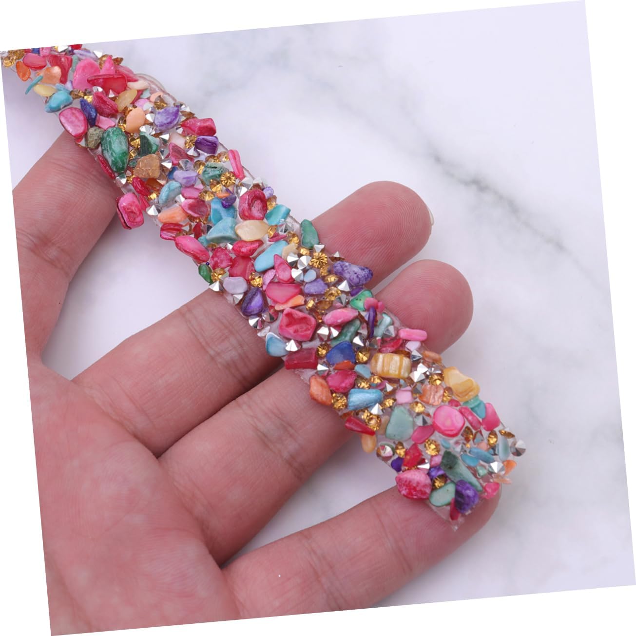 Operitacx Rhinestone Belt Trim Rhinestone Ribbon for Dress Sash Sparkly Embellishments Hot Melt Glue Sew Fashionable Appliques