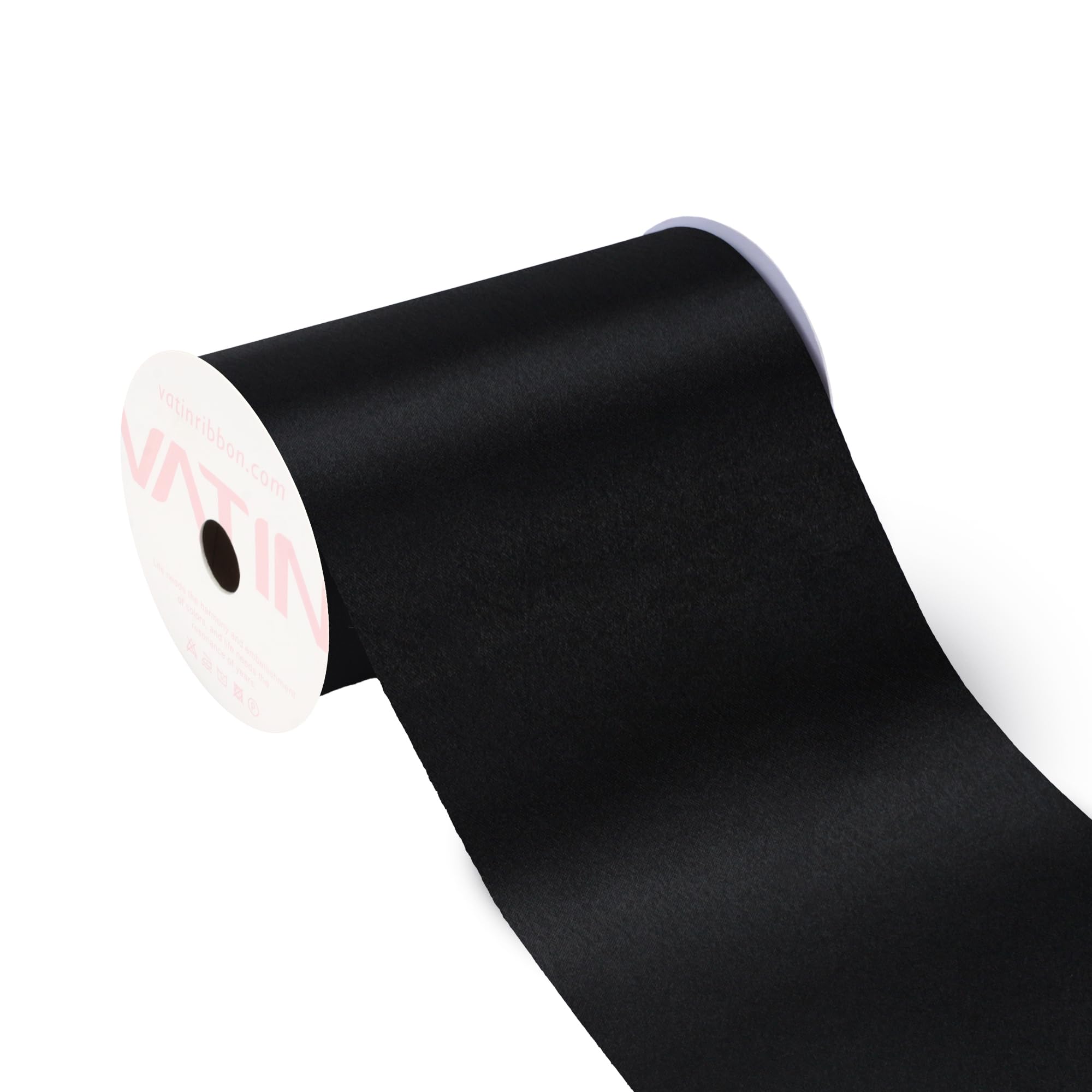 VATIN Black Satin Ribbon 4 Inch x 11 Yards Wide Solid Fabric Large Ribbon for Grand Opening Business Ribbon Cuttings Ceremony Bow Hair Car Bows Chairs Sash Gift Wrapping Wedding Party Decoration Decor โ image 1