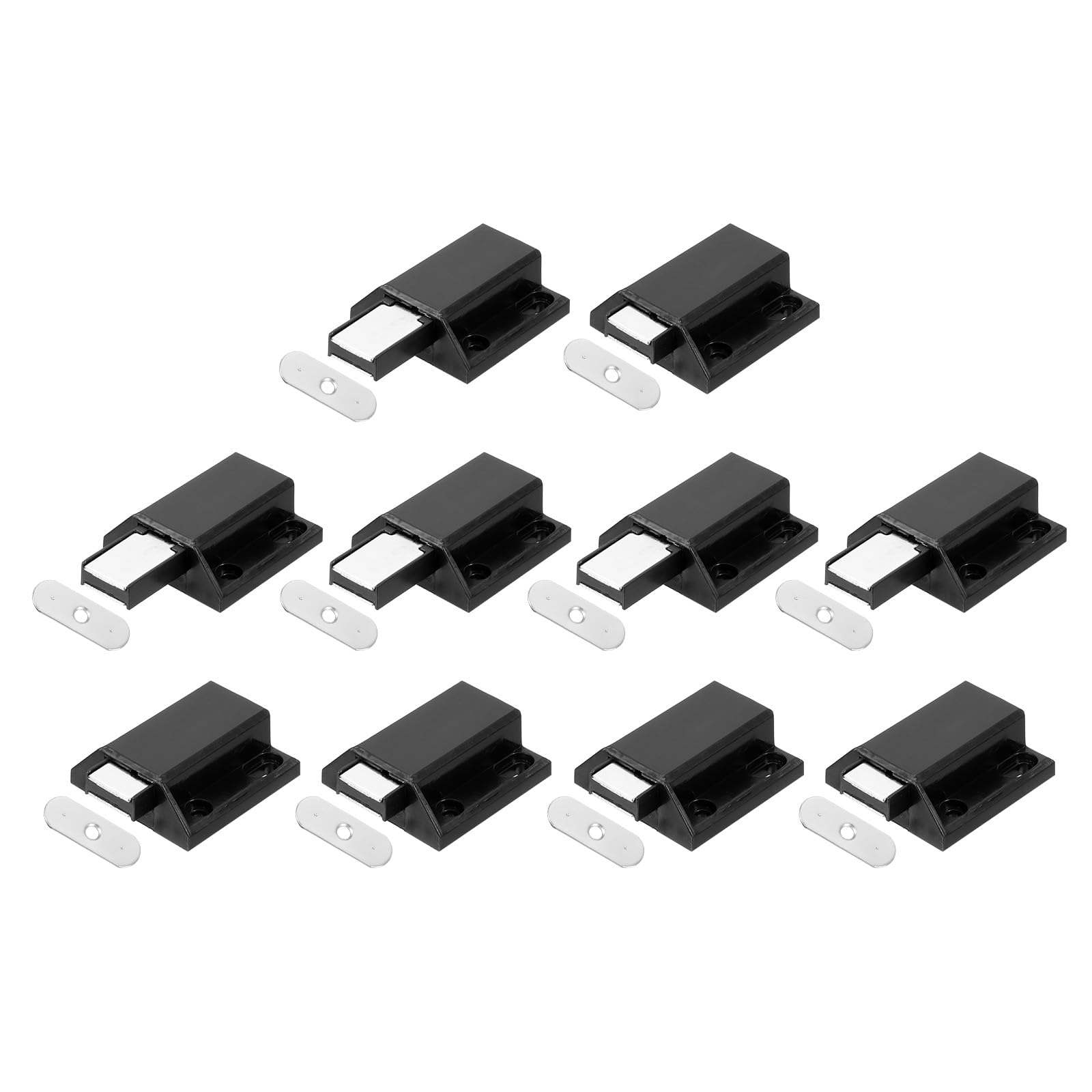 Sourcingmap Glass Door Magnetic Touch Catch Latch Closure Plastic Black 10pcs, 5-8mm 4Set