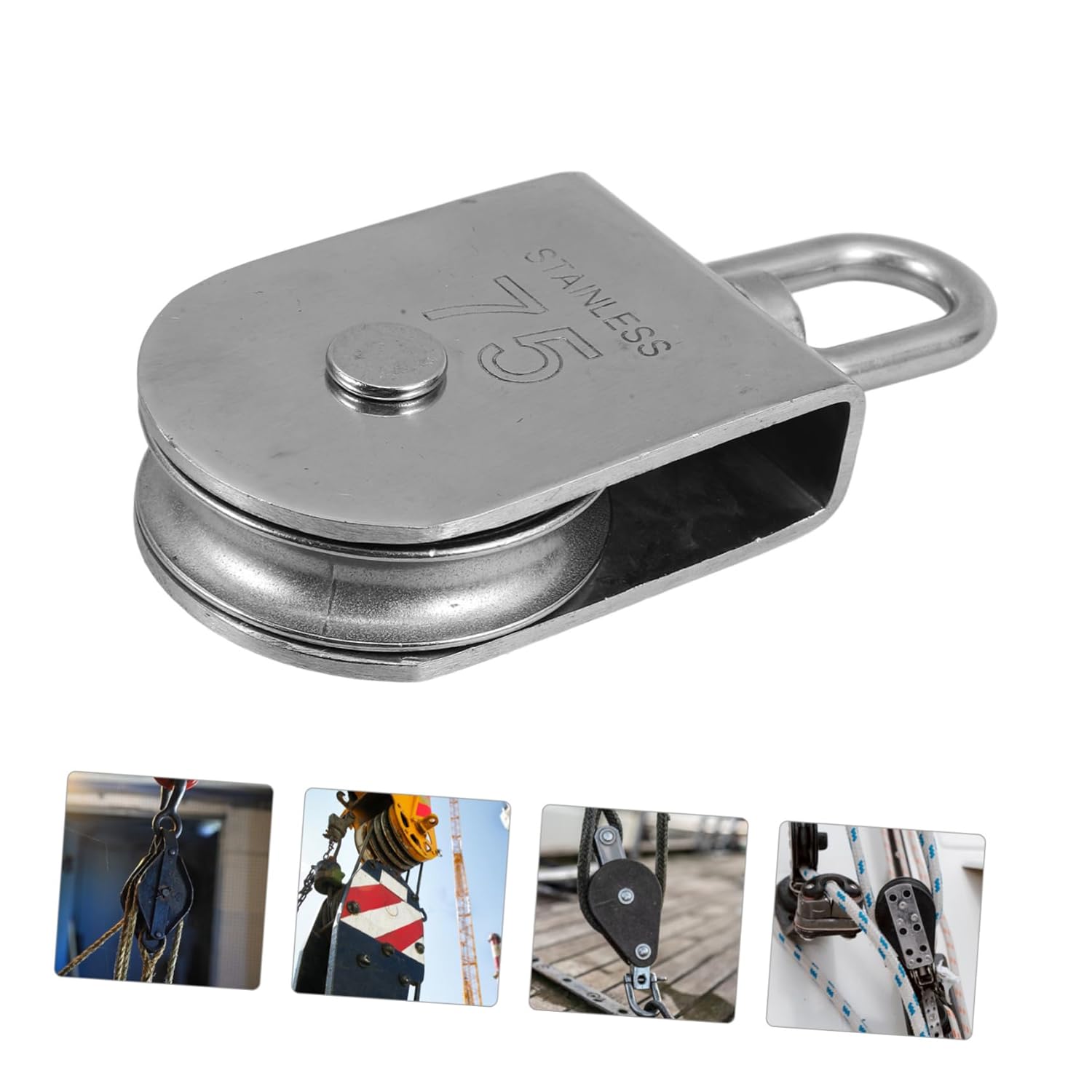 Heavy Duty Stainless Steel Single Pulley Block Lifting Pulley for Clothesline Logistics Versatile Winch Track Wheel for Safe Weight Bearing