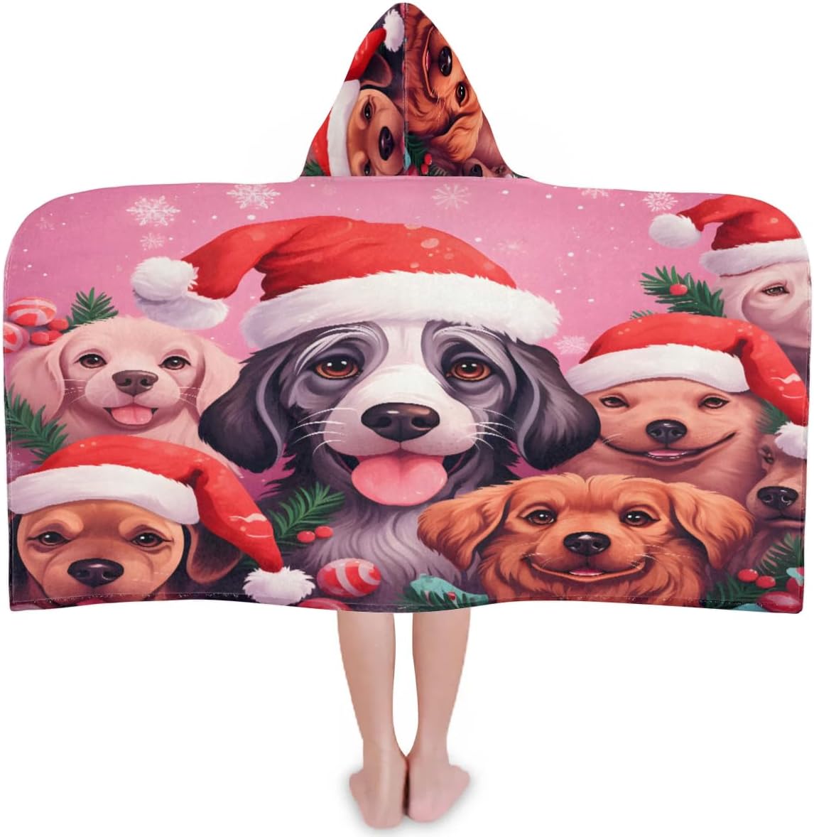 Kid Bath Towels Christmas Dogs Puppy Kids Towel with Hood for Girls Boys Beach Towel Pool Cover Up Soft Absorbent Toddler Hooded Bath Towel for Shower, Beach, Pool