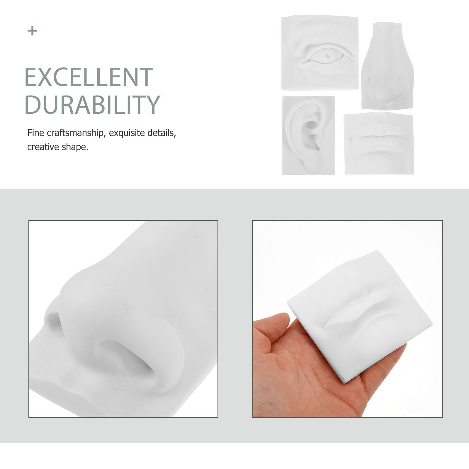 Balacoo Modèle de Sculpture en Plâtre Pratique de Dessin pour Traits du Visage Léger et Créatif Ornement Décoratif en Gypse Blanc et Décoration Intérieure