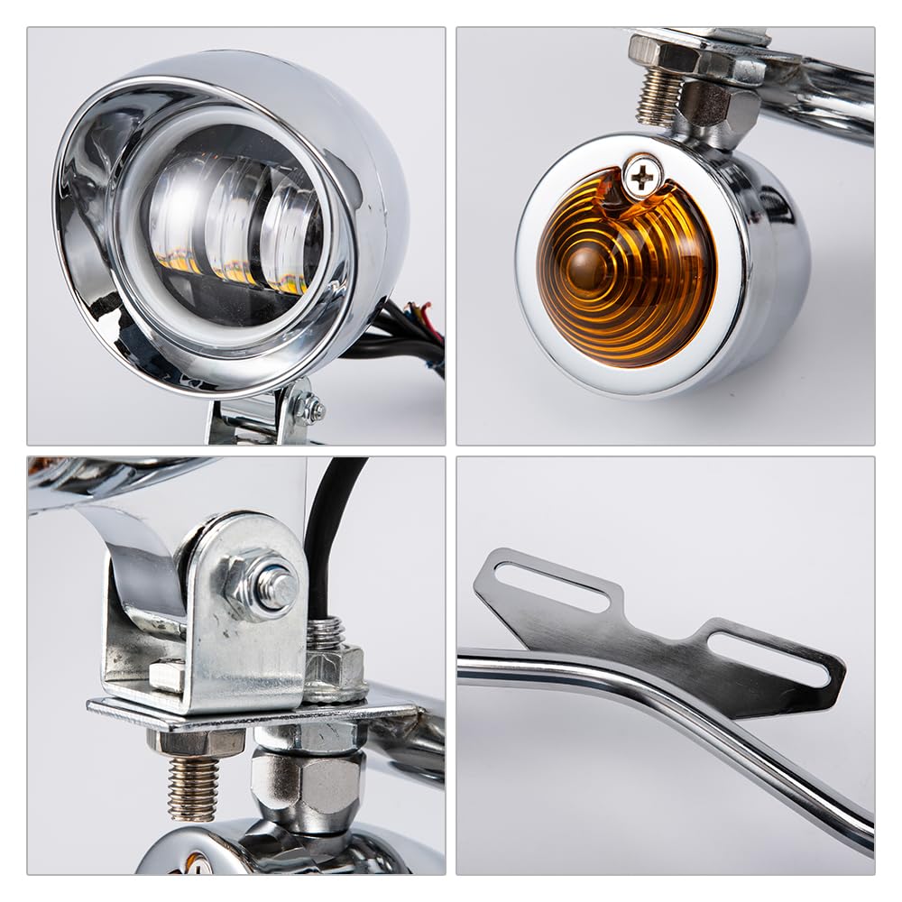 Set di fari antinebbia e indicatori di direzione per moto con supporto per VT 750, VT 1100, VTX 1300, VTX 1800 e Shadow GL Luci supplementari (Stile A)