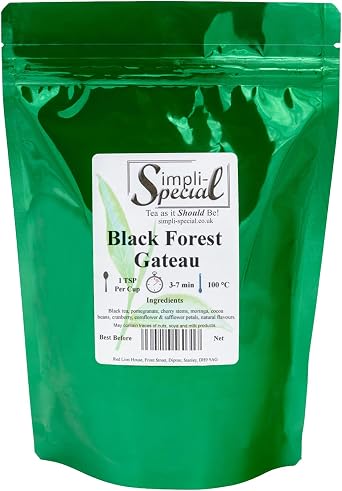 Simpli-Special Black Forest Gateau | Black OP Loose Leaf Tea Sourced from Sri Lanka | Naturally Flavoured with Real Fruits | Pomegranate Cherry and Cranberry | Hot & Iced | 100g in Resealable Pouch