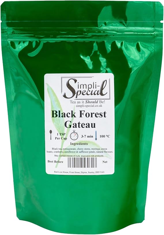 Simpli-Special Black Forest Gateau | Black OP Loose Leaf Tea Sourced from Sri Lanka | Naturally Flavoured with Real Fruits | Pomegranate Cherry and Cranberry | Hot & Iced | 100g in Resealable Pouch