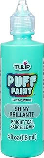 Tulip Puff Fabric Paint , Permanent Craft Paint for Clothes, DIY Projects, Notoxic, 4 fl oz, Shiny Bright Teal