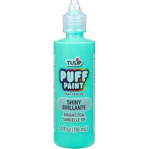 Tulip Puff Fabric Paint, Acrylic Craft Paint, 4 fl oz, Bright Teal, for Clothes, DIY Projects, Non-Toxic