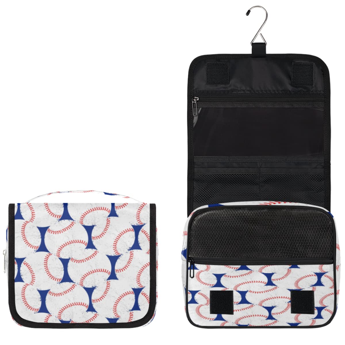 Baseballowy wzór podróżna kosmetyczka bejsbolówka design torba do mycia uniseks wiszące przybory toaletowe organizer na kosmetyki kosmetyki, wielobarwny, Jeden rozmiar