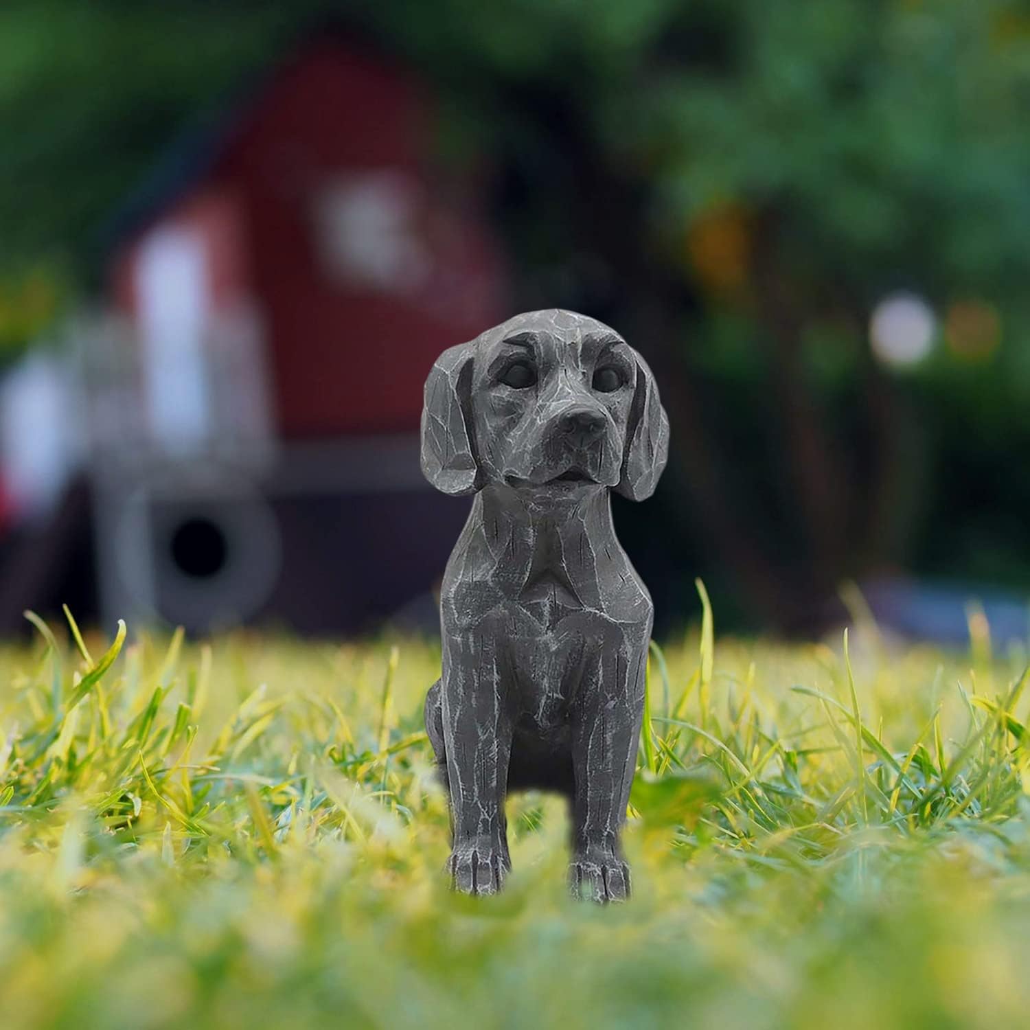 Clever Resin Dog Figurine for Garden Gray Retriever Statue Extraordinarily Life-Like Labrador Dog Statue Home Decor Amazing Likeness Hand Painted Resin 11 inch