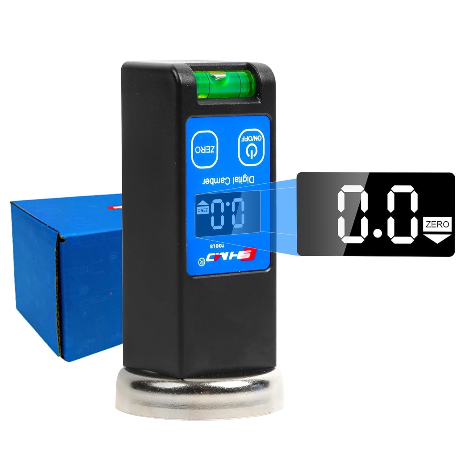 Camber Gauge Digital Wheel Alignment Tool, -90° to +90°, Caster Camber Gauge with Magnet Base, LCD Display & Reset Key