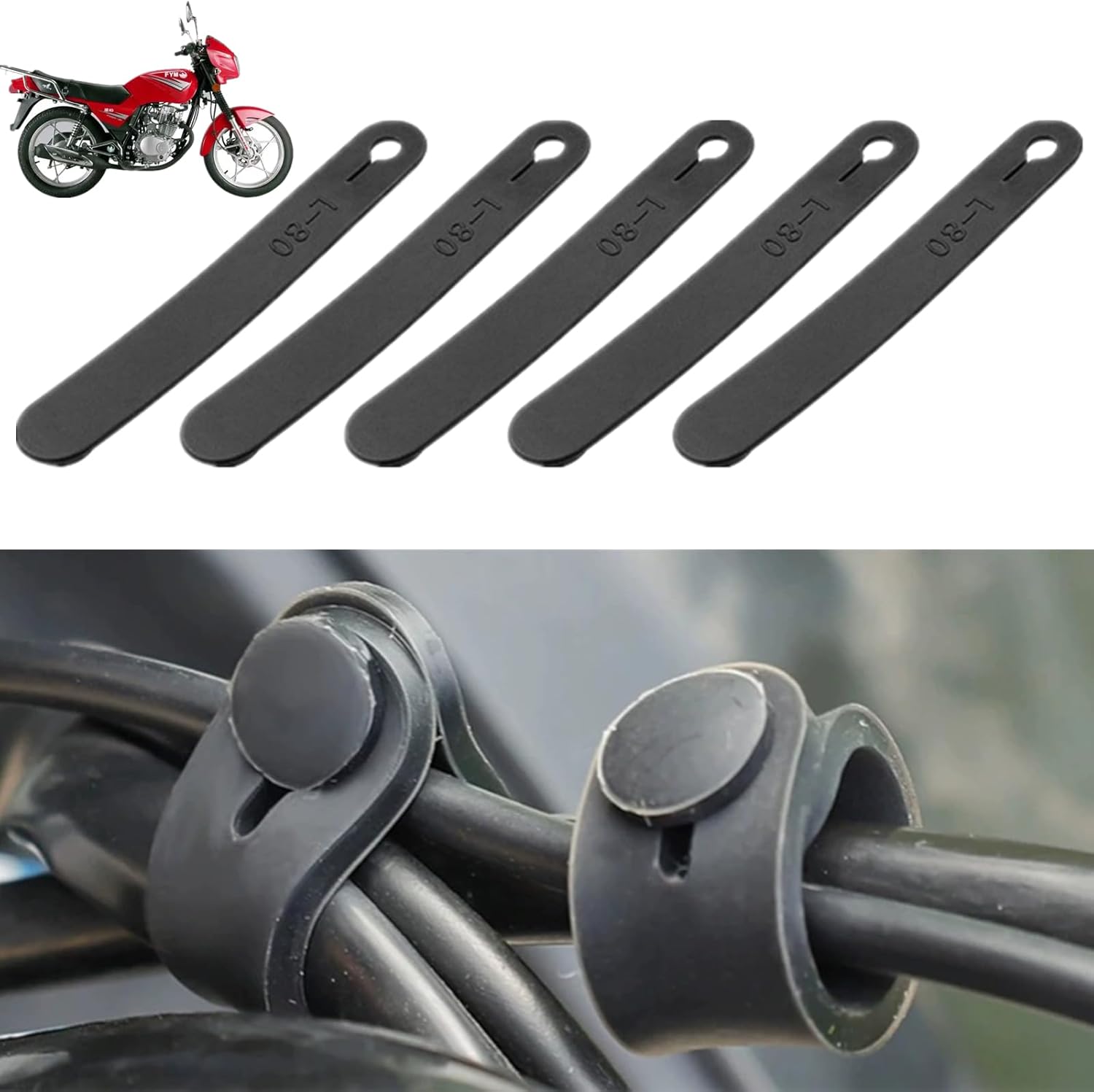 6 Pcs Rubber Cable Ties Reliable Brake Line Ties Brake Line Protector Wire Organizer for Motorcycle Frame Accessory