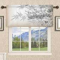Vista 2 de Cortina cenefa, patrón japonés floral, cortinas de cocina, con bolsillo para cortina, cenefa de tratamiento para ventana de baño, 42 x 18 pulgadas