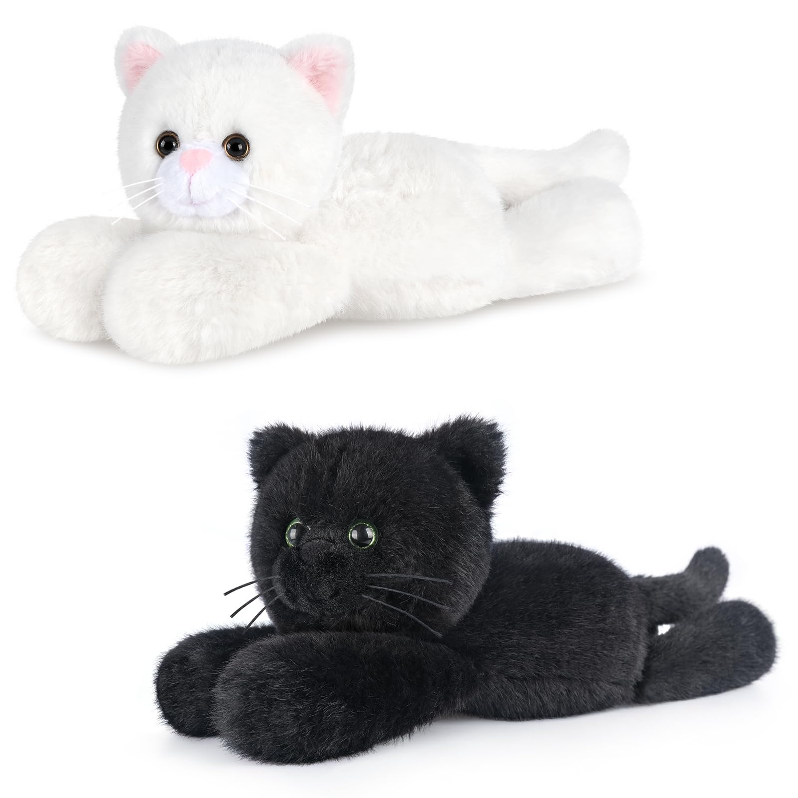 Heatable Coolable White Cats Stuffed Animals Microwave Heating Pad Animal for Discomfort Black Cats Plush for Companion Cat