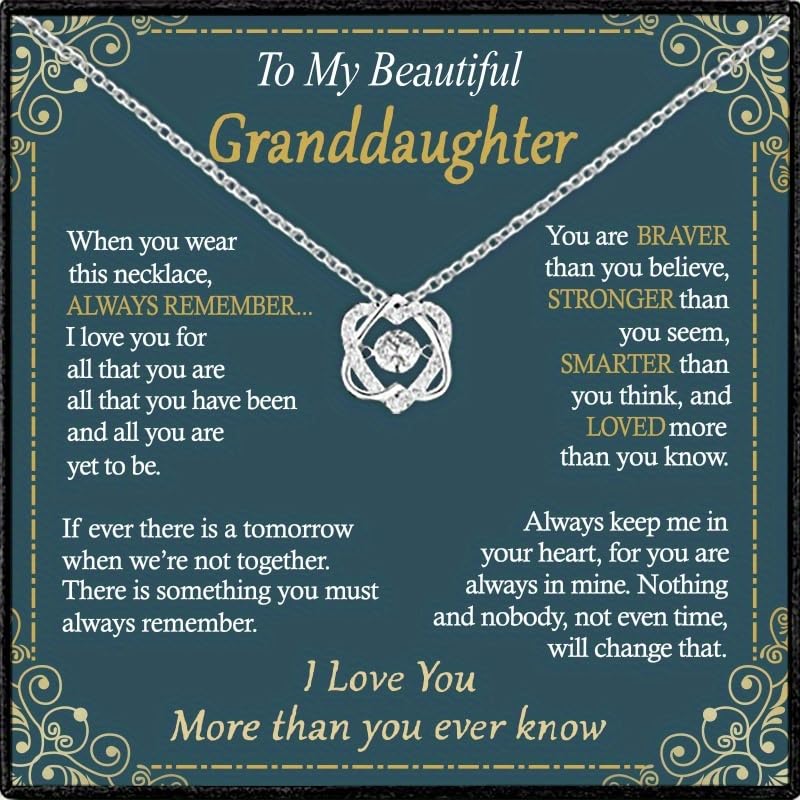 To My Beautiful Granddaughter Necklace Message Card and Gift Box, Granddaughter Necklace from Grandma, Gifts For Granddaughter,Birthday Gifts Christmas Gifts