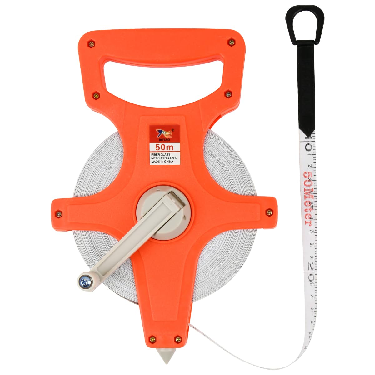 FOCCTS 50M Open Reel Fiberglass Tape Measure Yard Measuring Tape Dual Sided Reel Tape with Inch/Metric Scale Retractable Long Tape Measure for Engineer, Yard, Field, Project