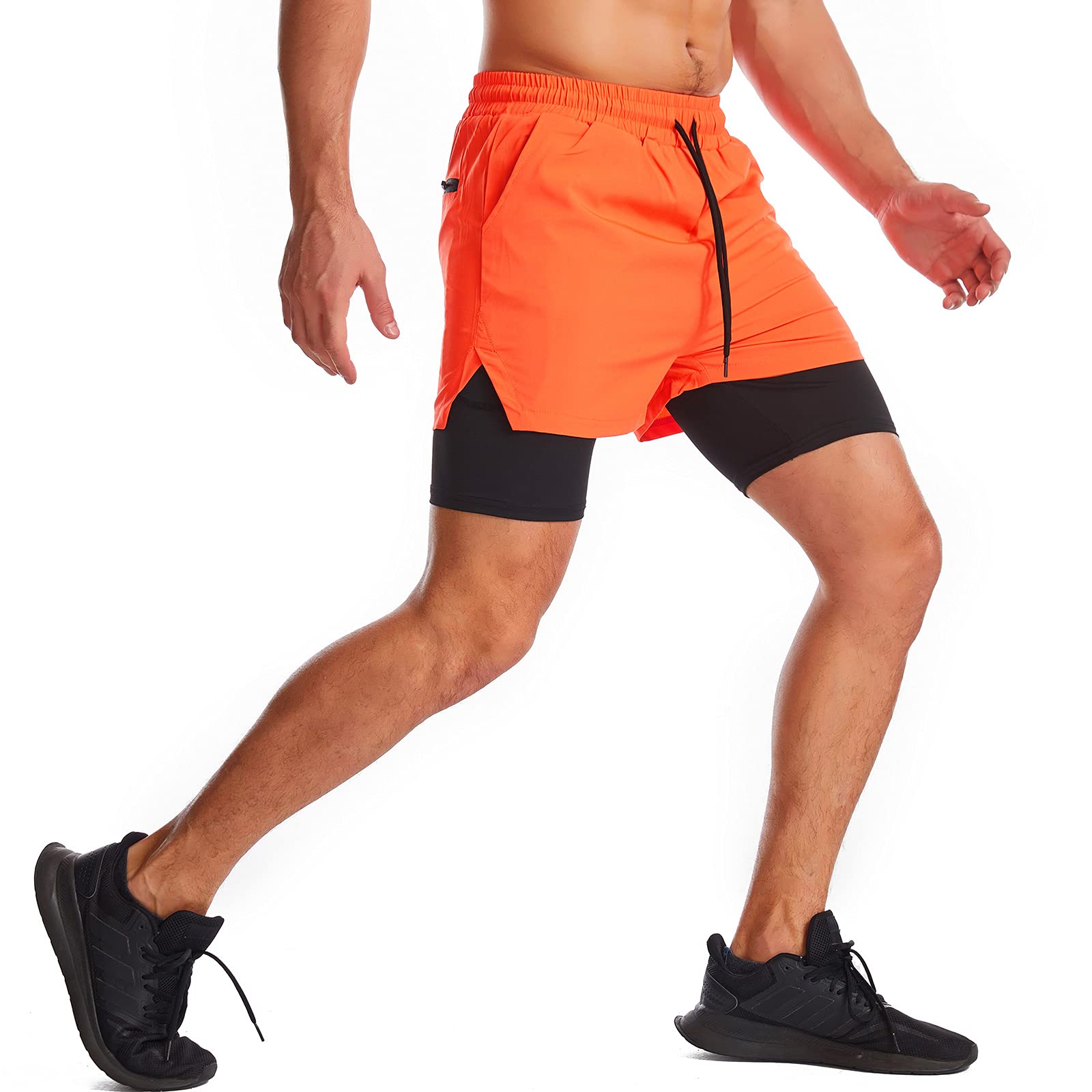 Danfiki Pantaloncini Sportivi da Uomo Running Shorts Asciugatura Rapida con Tasca per Jogging Tennis Fitness Allenamento 2 in 1
