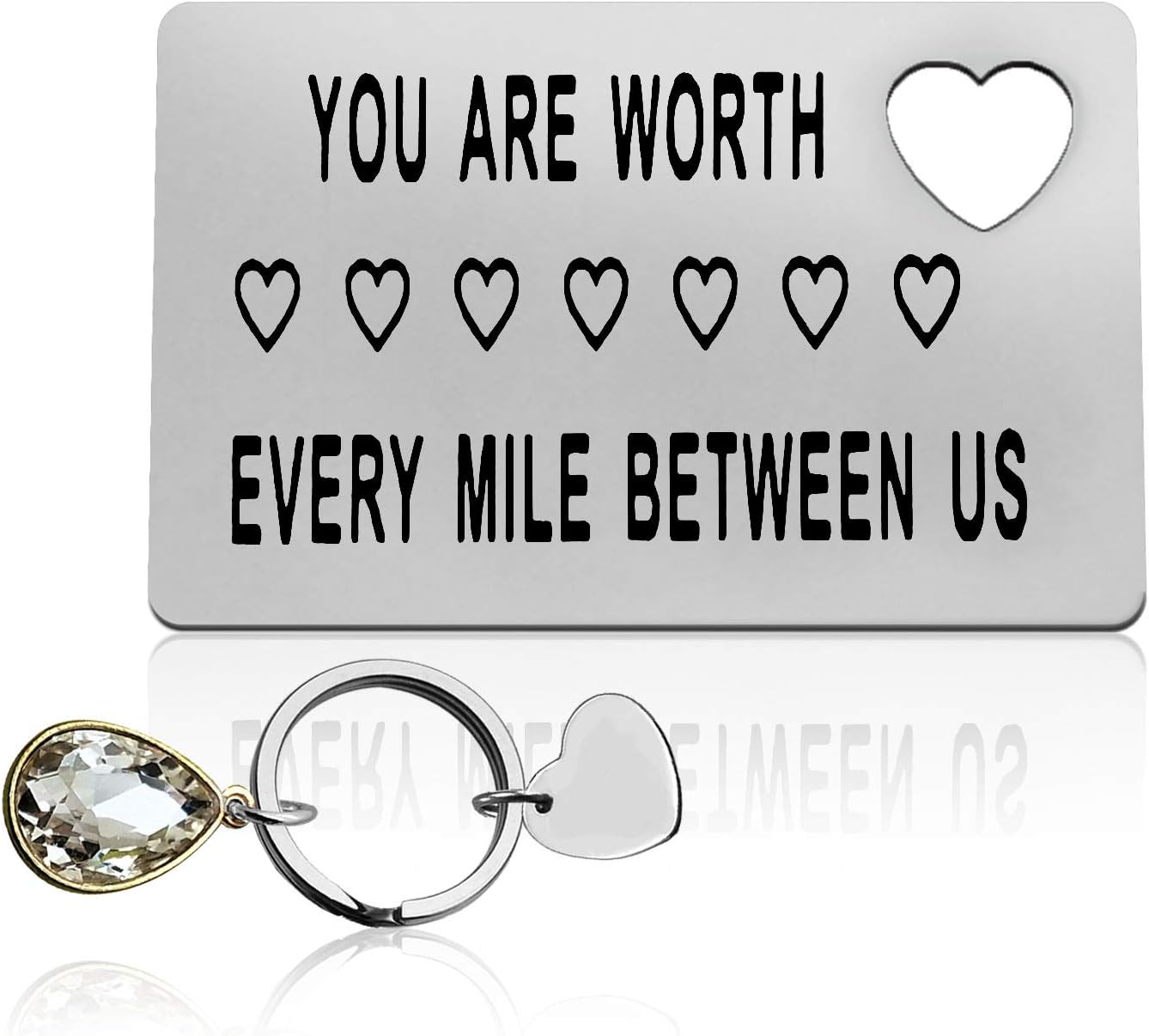 Tarjeta de inserción de cartera de metal, regalo de relaciones de larga distancia, que vale la pena cada milla entre nosotros, regalos para despedirse de novio o despliegue militar, regalo de boda