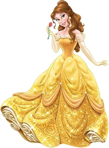 Miniatura 1 de Calcomanía de Bella con purpurina brillante de 10 pulgadas, diseño de princesa Disney, diseño de princesas de Disney, decoración del hogar, 7