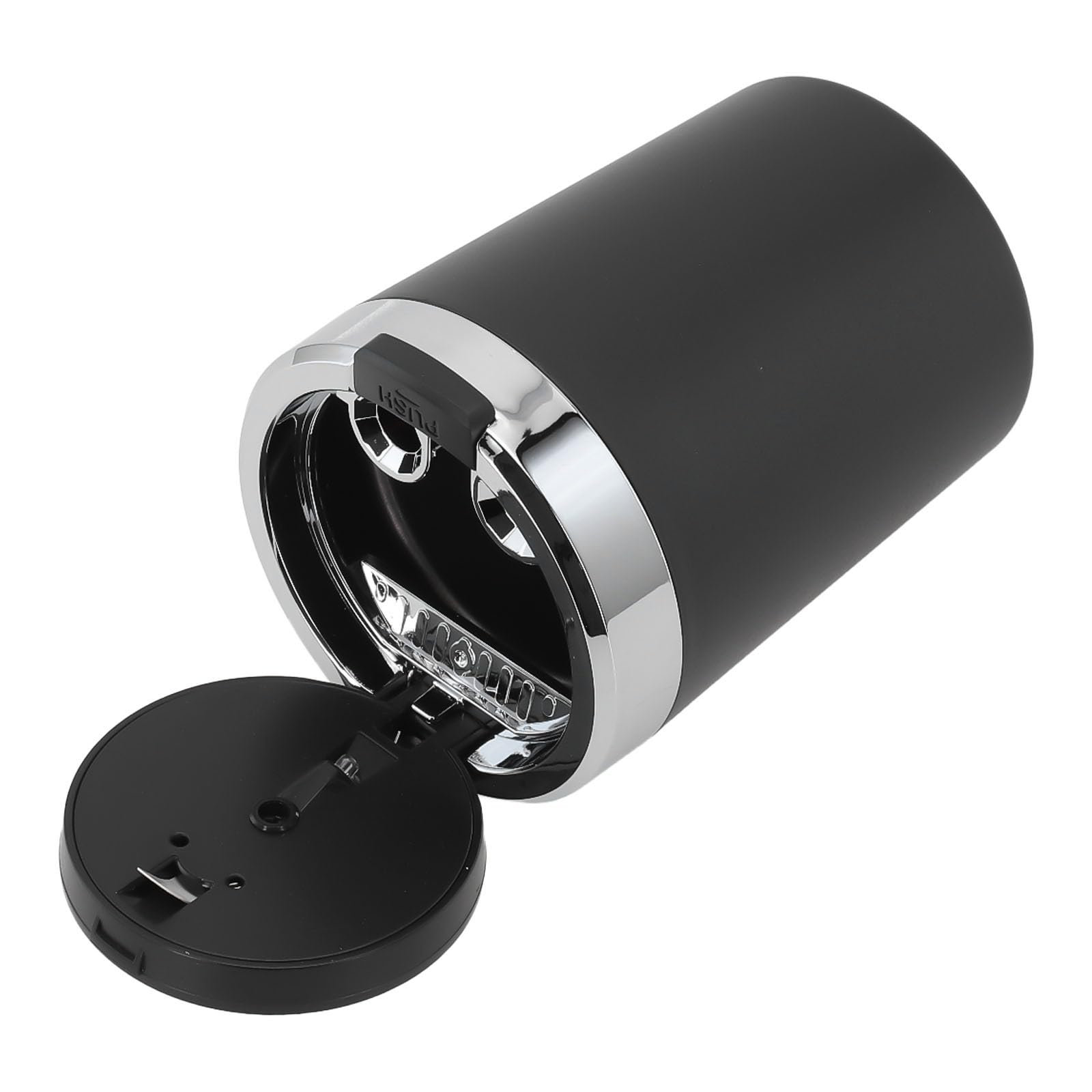 RichVibe LED Car Ash Tray with Lid, Smokeless Aluminum Alloy Cup Vehicle Cup Holders, Blue Light Illuminates on Opening, Detachable Liner, Black — view 2