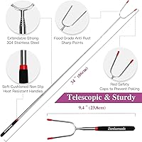 Vista 2 de Juego de 10 palitos para asar malvaviscos – Varillas telescópicas de gran angular para hogueras, palos para perros calientes para fogatas, parrillas