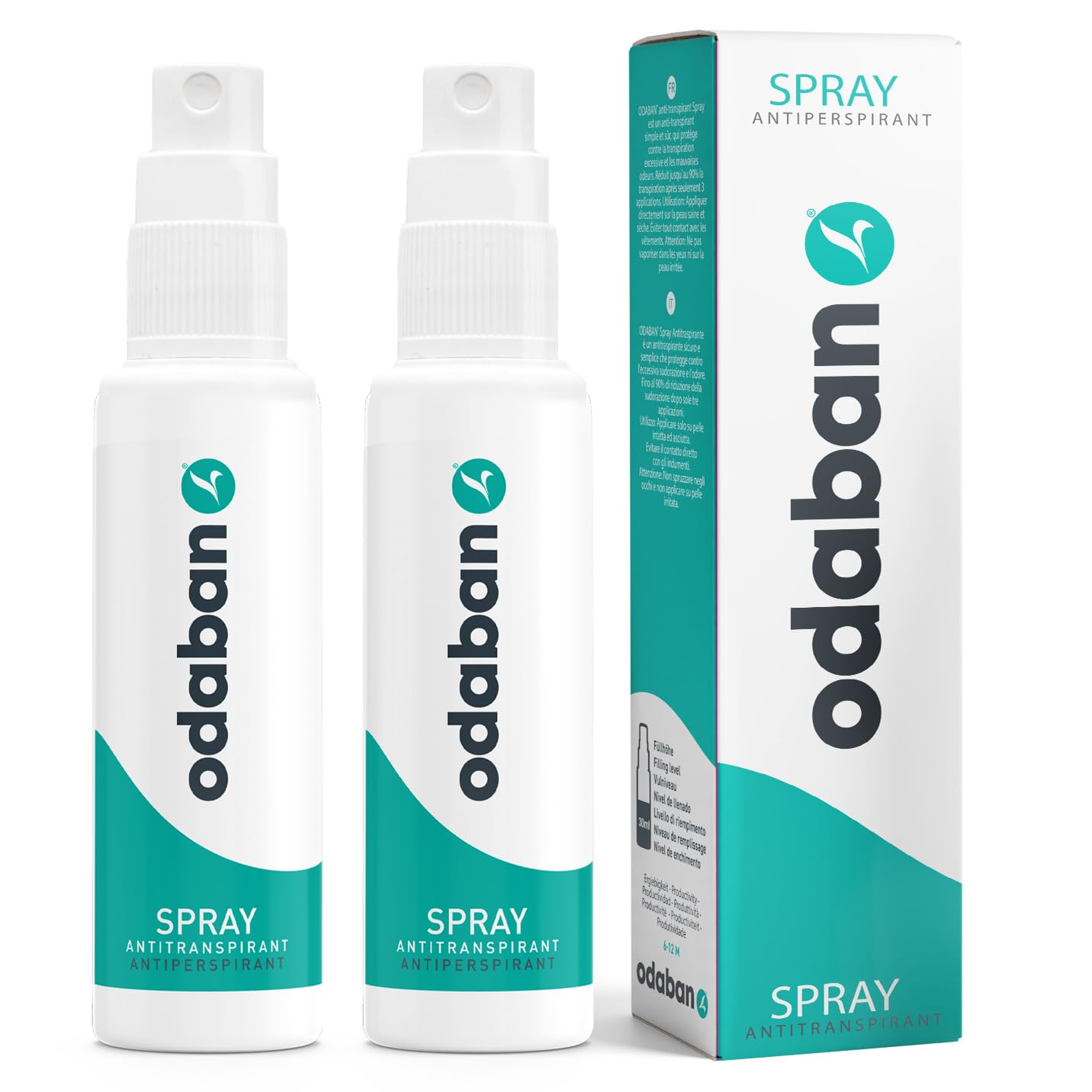 ODABAN Antitranspirant Deo Spray I Deo gegen starkes Schwitzen mit Aluminium I Anti Schweiß bei Hyperhidrose, Hände, Achsel und Kopf I Geeignet für sensible Haut