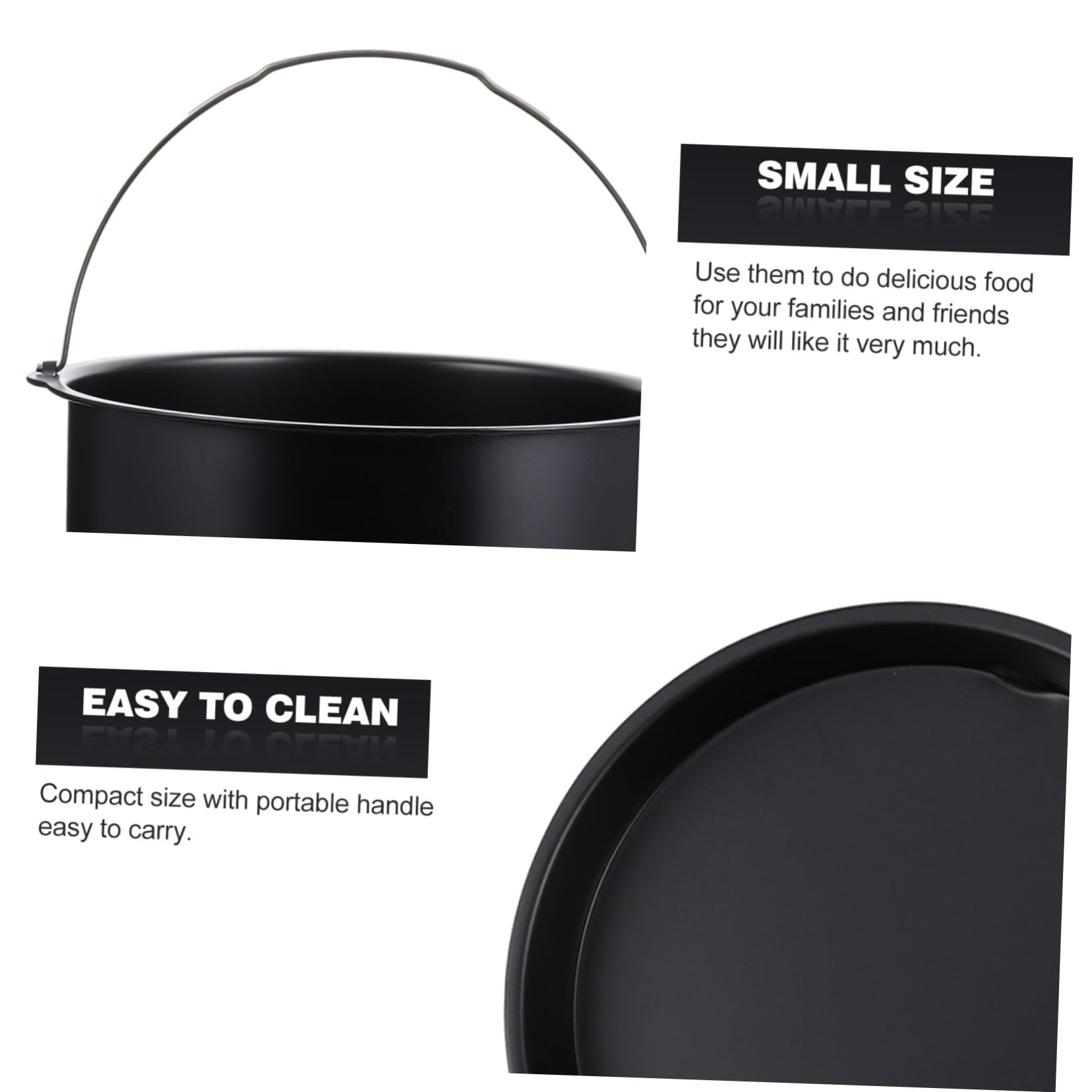 Moule à Gâteau Rond en Acier au Carbone Antiadhésif Réutilisable pour Friteuse à Air, Accessoires de Cuisson pour Maison et Restaurant, 1 Set