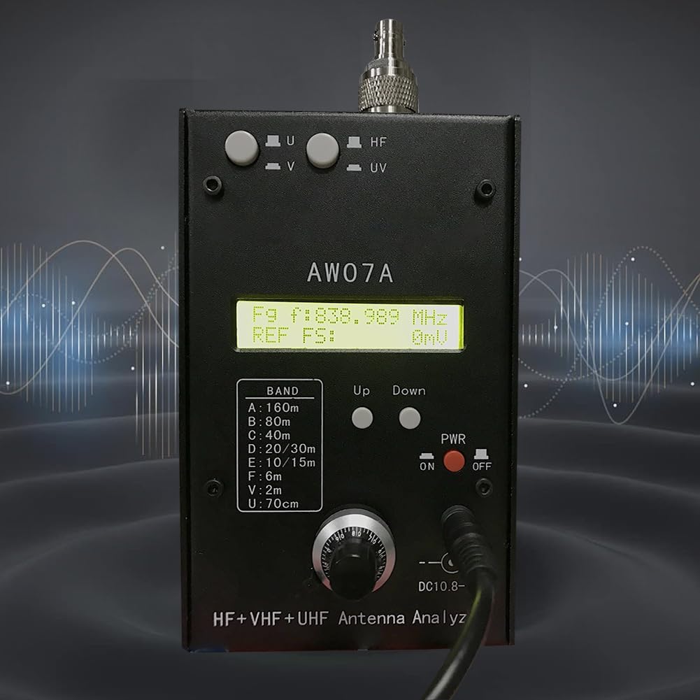 Misuratore SWR di Rete 1.0-9.99 HF/VHF/UHF AW07A Analizzatore di Antenna Multibanda 1.5-470MHz 160M HF+ Analizzatore di Spettro UV