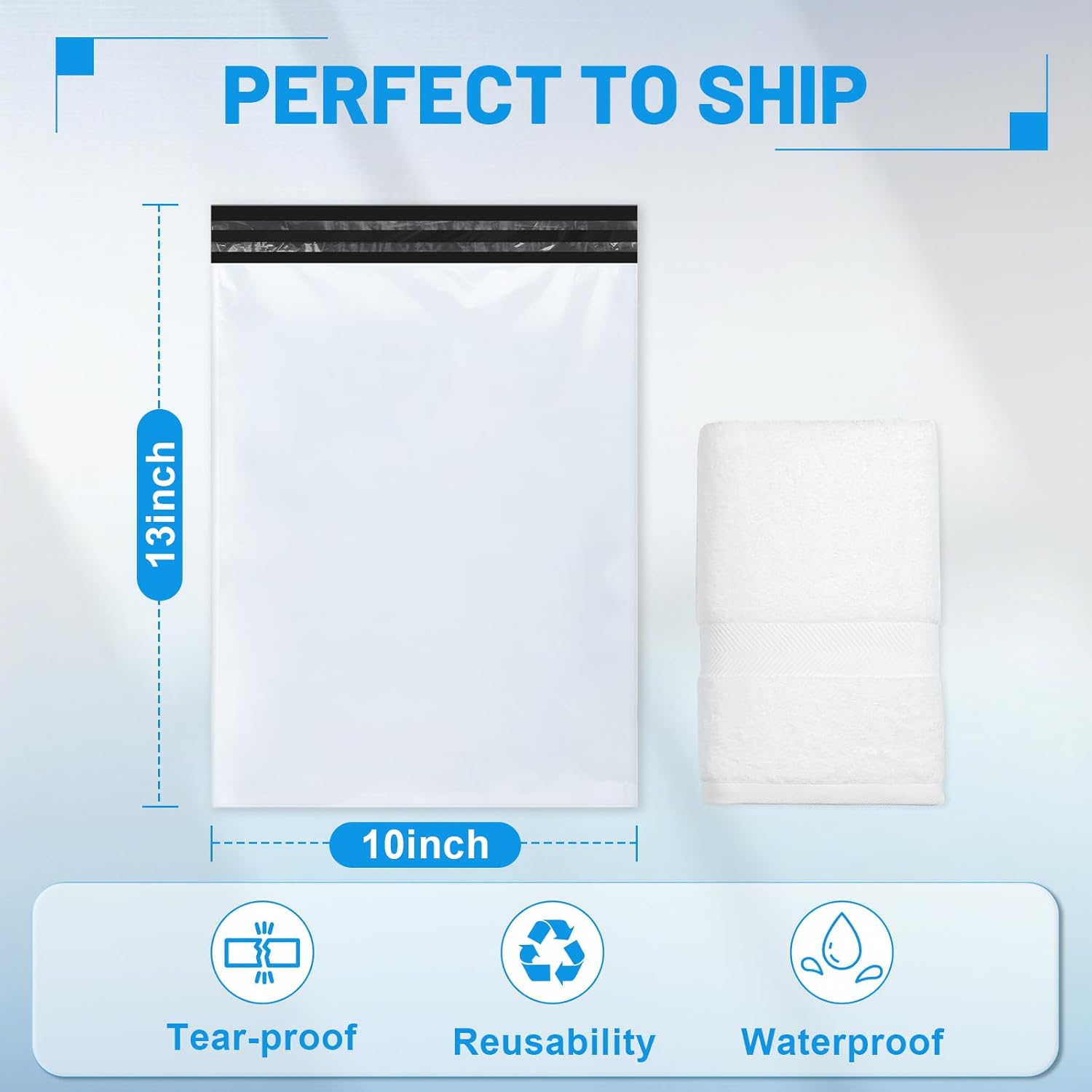1200 Pcs Poly Mailers Shipping Bags 10x13 Inch Packaging Clothes Polymailers Envelopes Mailing Package Self Seal Shipping Envelopes Waterproof Poly Bags Small Business Supplies Package White