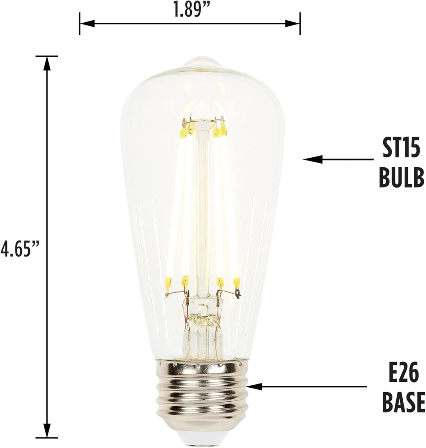 Westinghouse 4518600 4.5 Watt (40 Watt Equivalent) ST15 Dimmable Clear Filament LED Light Bulb, Medium Base