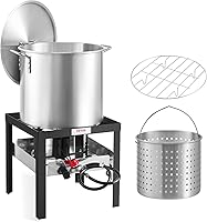 Vista 10 de VEVOR Freidora de Pescado y Alitas de 10 Qt, Kit de Freidora de Pescado de Propano de Aluminio, Freidora Profunda para Exteriores Olla para Mariscos